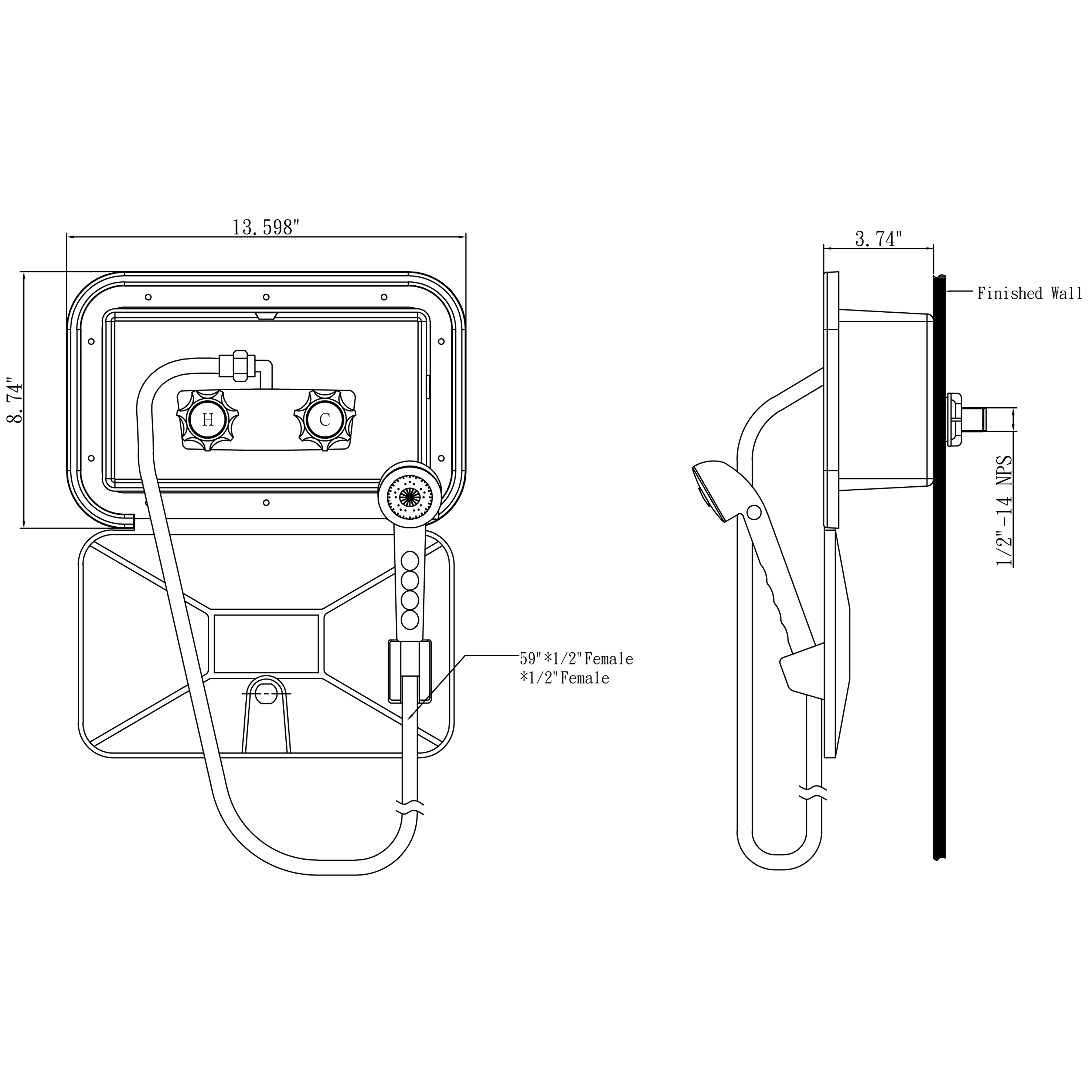 RV Exterior Shower Box Kit with Shower Valve and HandHeld Shower Set